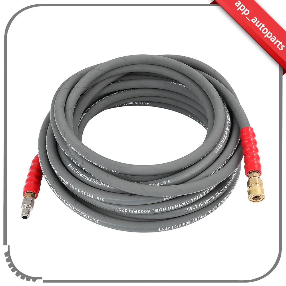3/8″ x 50ft 6000psi Hot Water Pressure Washer Hose Non-Marking 2-Braid R2 Gray