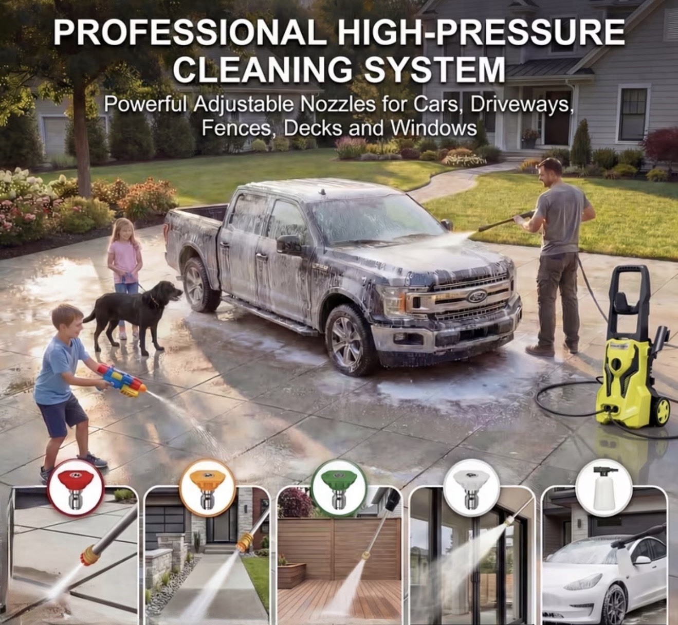 4300PSI – 3.2 GPM Electric Pressure Washer, 25ft Hose, for Outdoor Cleaning