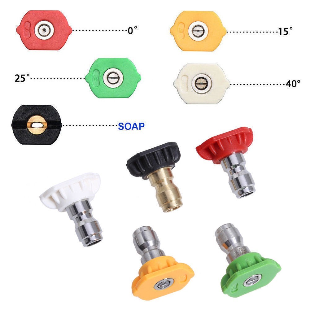 5PCS Pressure Washer Spray Tips Nozzles High Power Kit Quick Connect 1/4″ Set