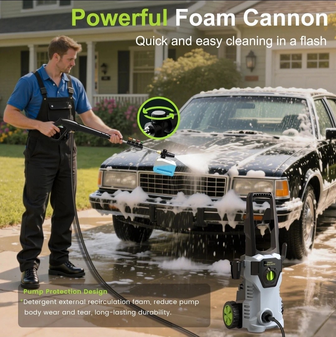 5000PSI Electric Pressure Washer Max 3.0GPM Portable Power Washer 4 Quick Nozzle