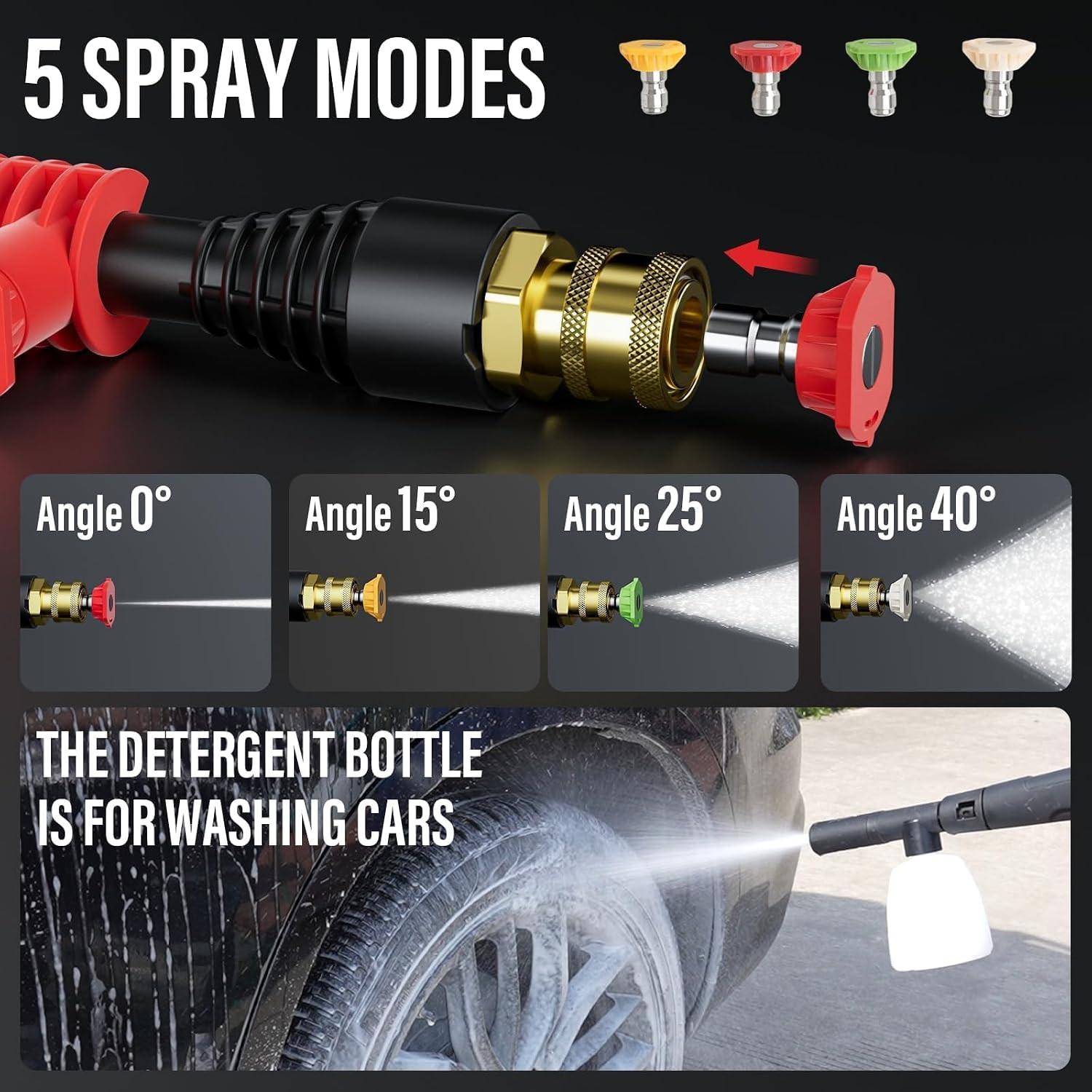 4800PSI Pressure Washer with 4 Quick-Connect Nozzles, Foam Cannon for Easy Repla