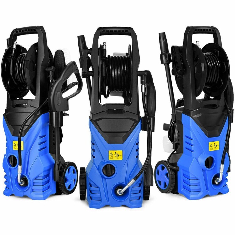 Costway 2030PSI Electric Pressure Washer Cleaner 1.7 GPM 1800W W/ Hose Reel Blue