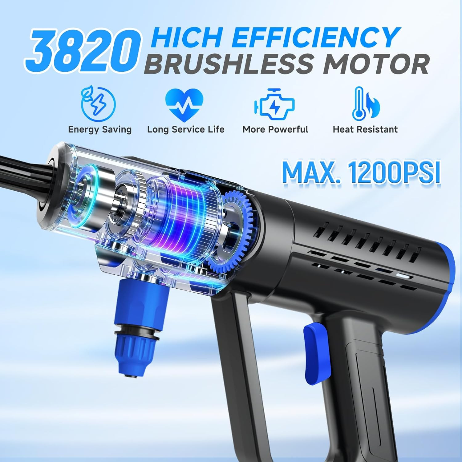 Portable Cordless Washer with 6 Nozzles, Foam Pot & 16ft Hose for Home & Car