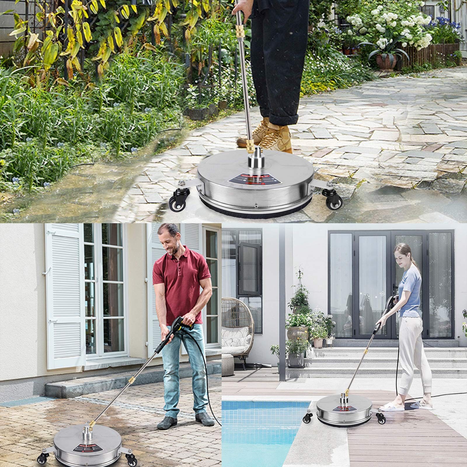 Twinkle Star 15″ Pressure Washer Surface Cleaner With 3 Wheels,