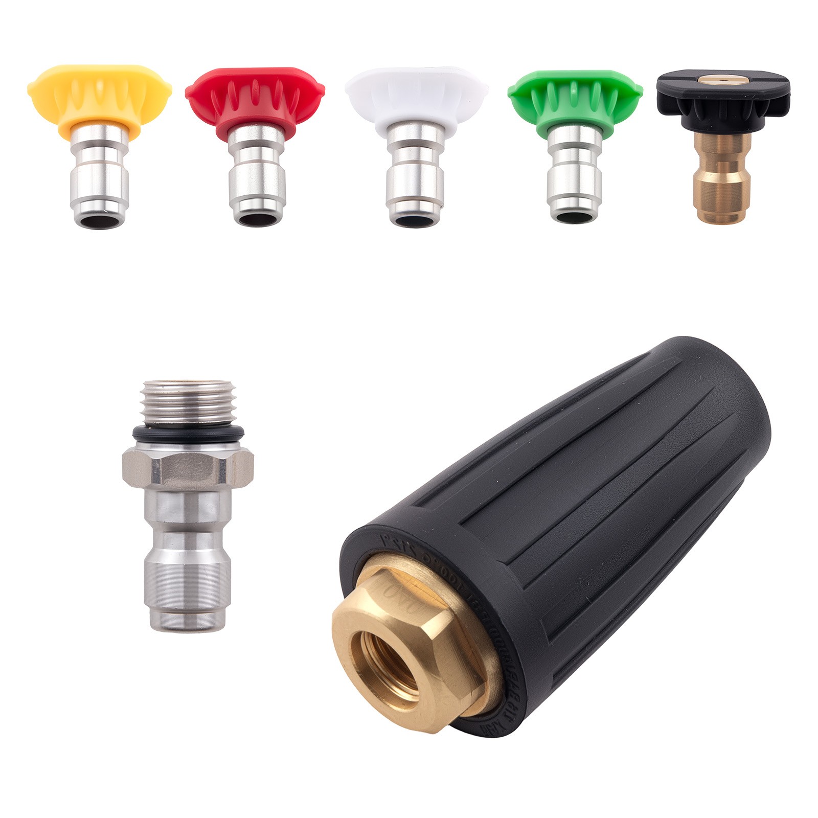 4000 PSI Turbo Nozzle Set for Pressure Washer 5 Color Spray Tips 1/4″ Quick Link