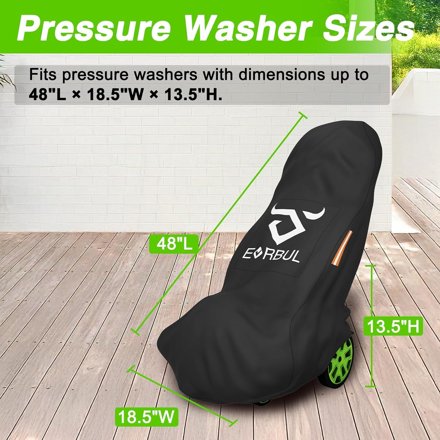1x Waterproof Pressure Washer Cover for 48″L x 18.5″W x 13.5″H