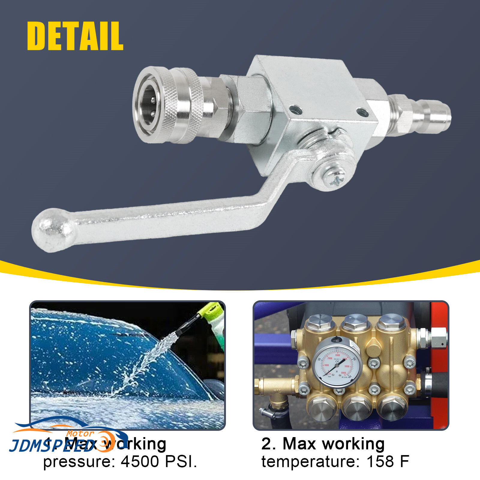 NEW Steel High Pressure Washer Ball Valve Kit 3/8 Inch Quick Connect 4500 PSI
