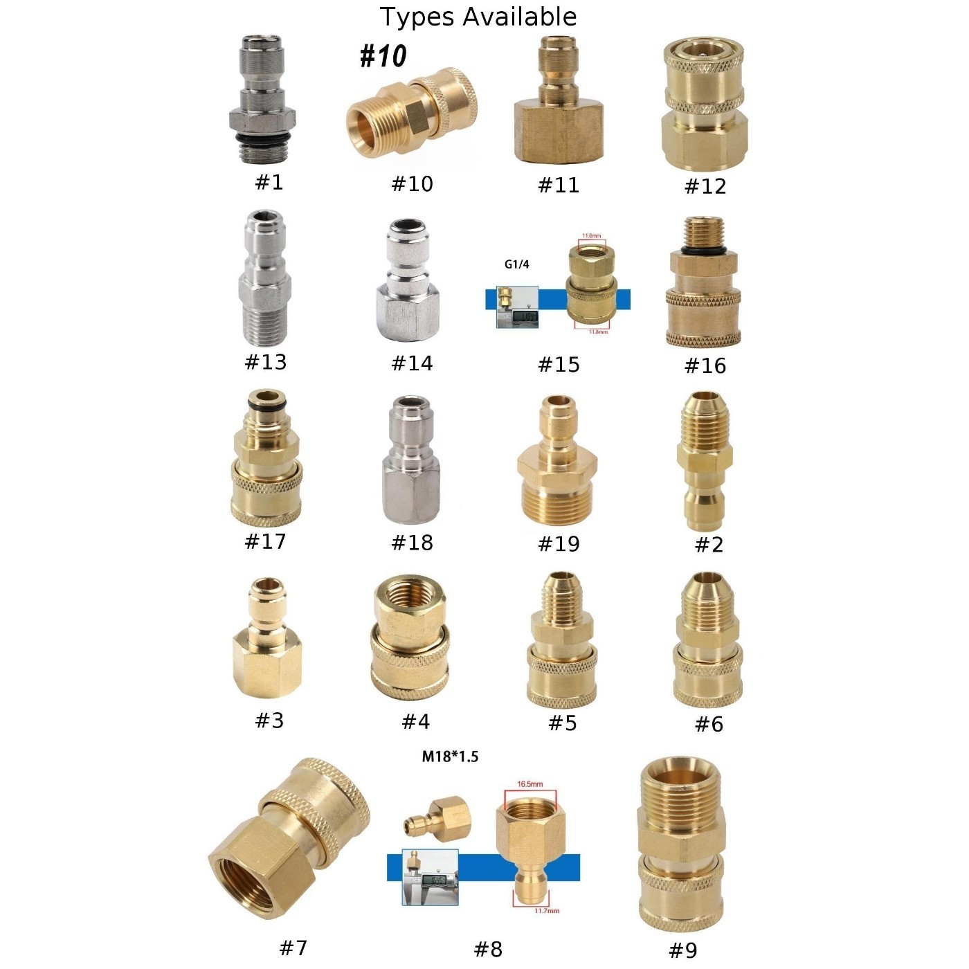 1/4 Inch Quick-Release Connector Coupler Fitting/For High Pressure Washer & Hose