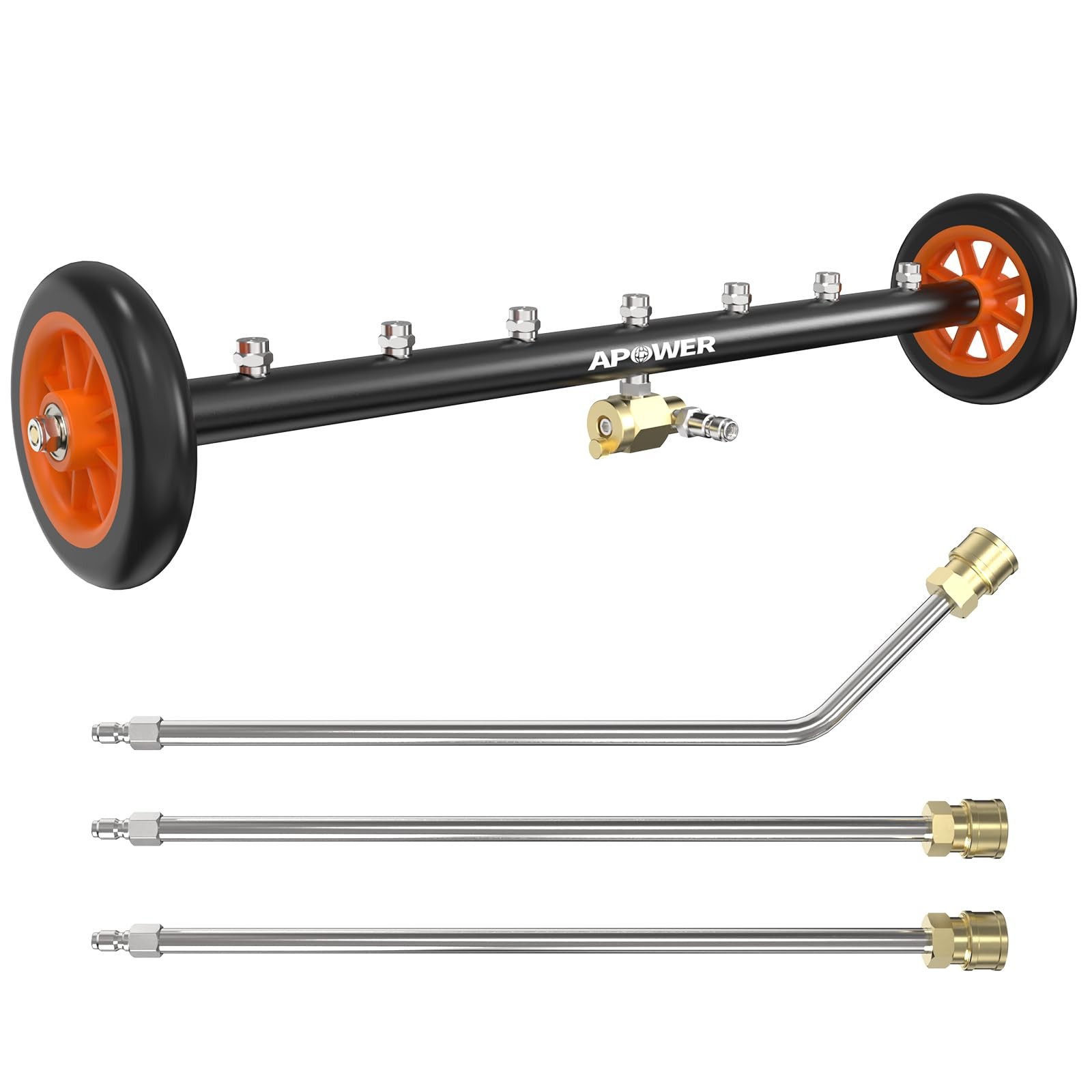 Pressure Washer Undercarriage Cleaner Water Broom 24 Inch 4000 PSI 3 Extension W