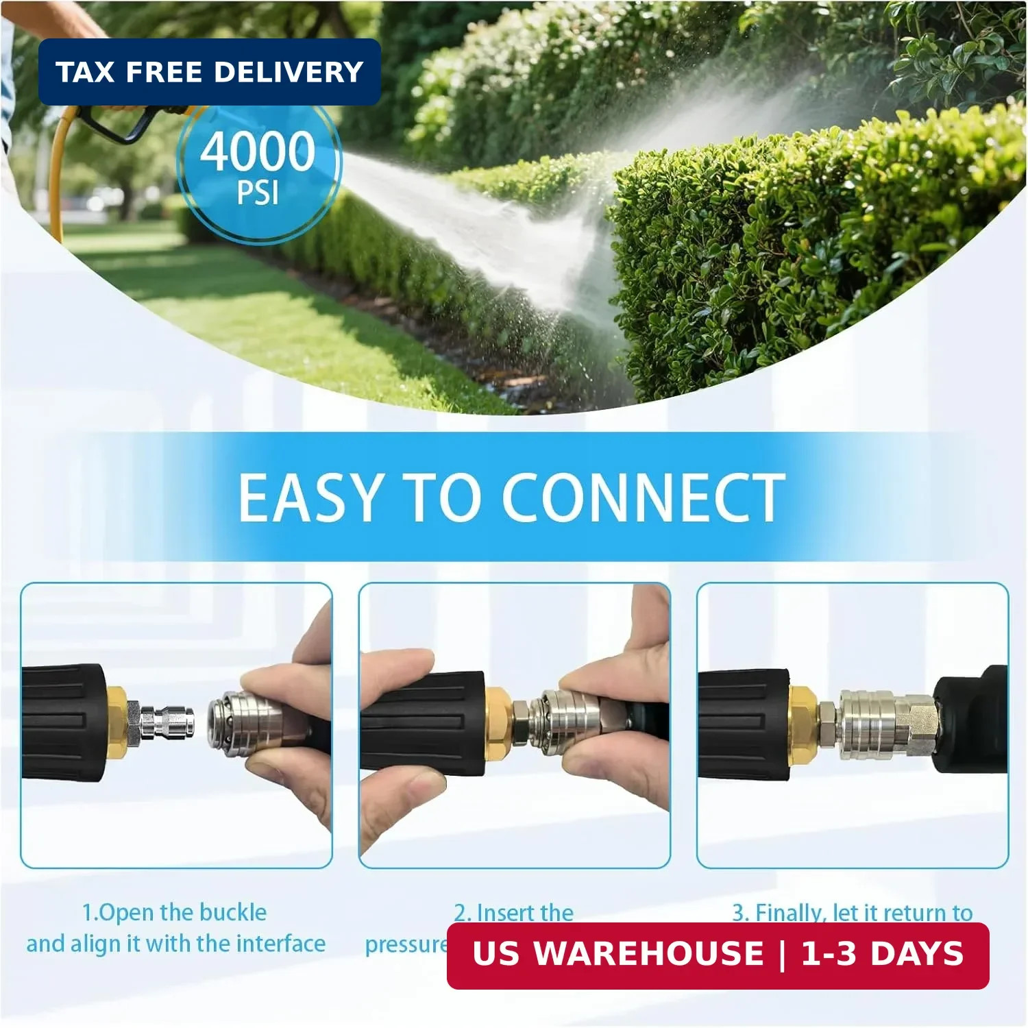 Turbo Nozzle Pressure Washer Tips, Max 4000 PSI, Upgrade 360° Rotating Turbo Spr