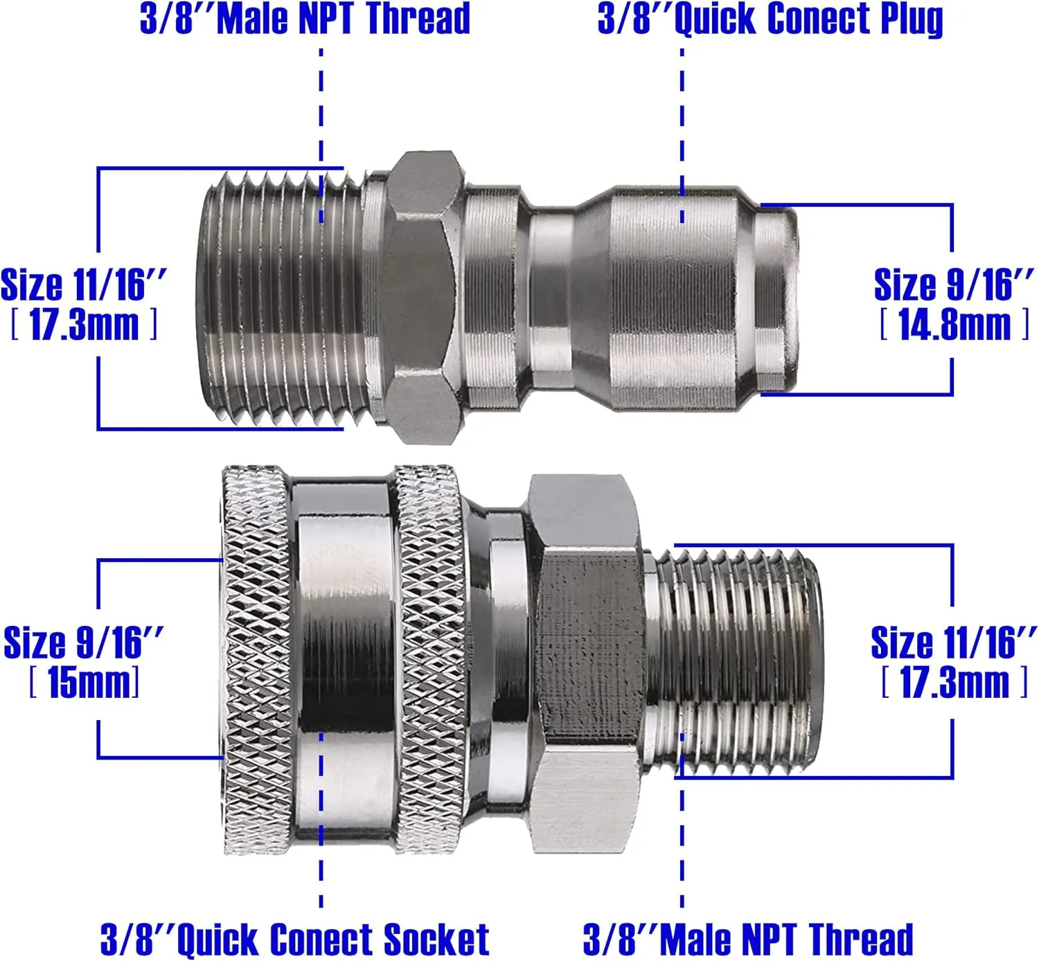 High Pressure Washer Ball Valve Kit 3/8 Inch Quick Connect For Power Washer Hose