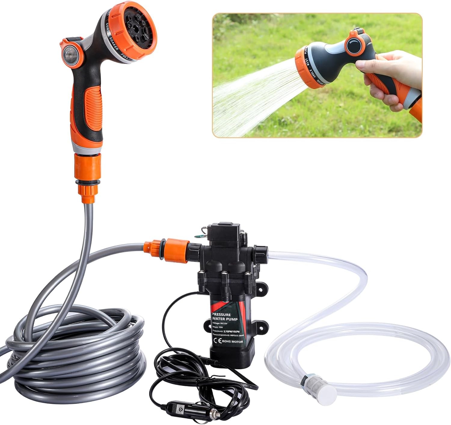 Portable Electric Pressure Washer Pump 120W 80 PSI 12V for Home