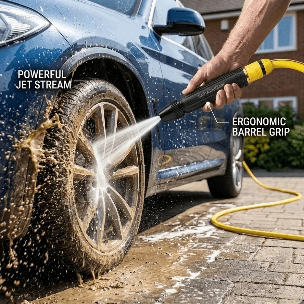 High Pressure Water Spray Gun Adjustable Nozzle Car Wash Garden Hose Cleaner