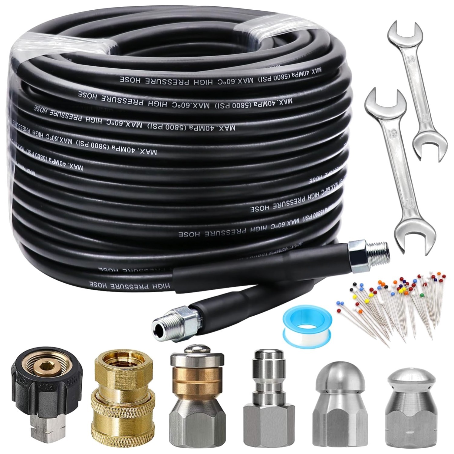 High Quality Drain Cleaner Hose 100FT with Sewer Jet Nozzles