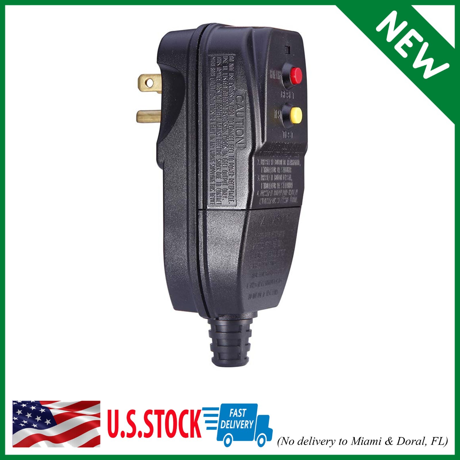 GFCI Replacement Plug for Pressure Washer Pool Pump 15Amp 3 Prong Black