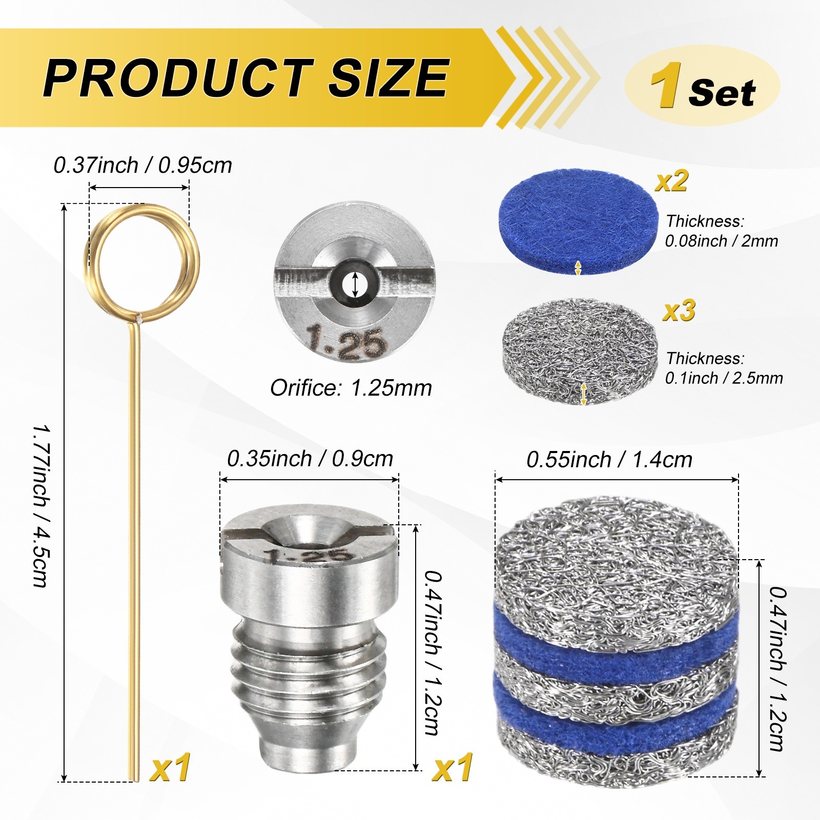 1-Set 1.25mm Orifice Foam Cannon Nozzle and 5 Layer Foam Maker Meshes