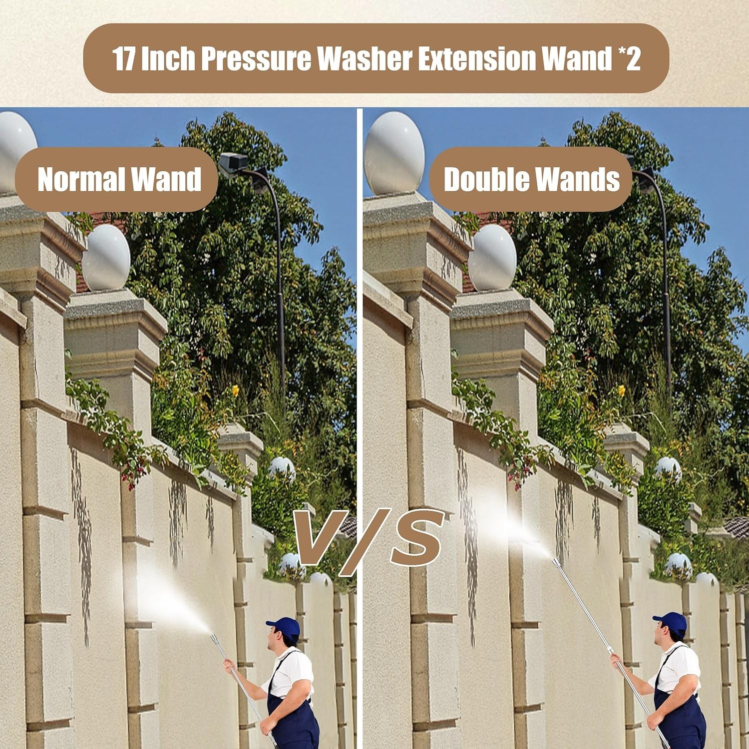 Versatile 17-Inch Stainless Steel Pressure Washer Lance – 2-Pack Quick Connect