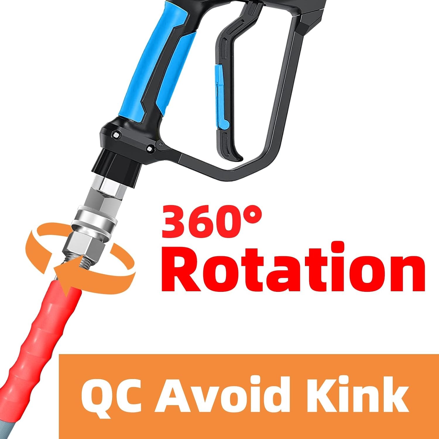 4800 PSI 50FT Pressure Washer Hose 3/8” Quick Connect Kink Resistant