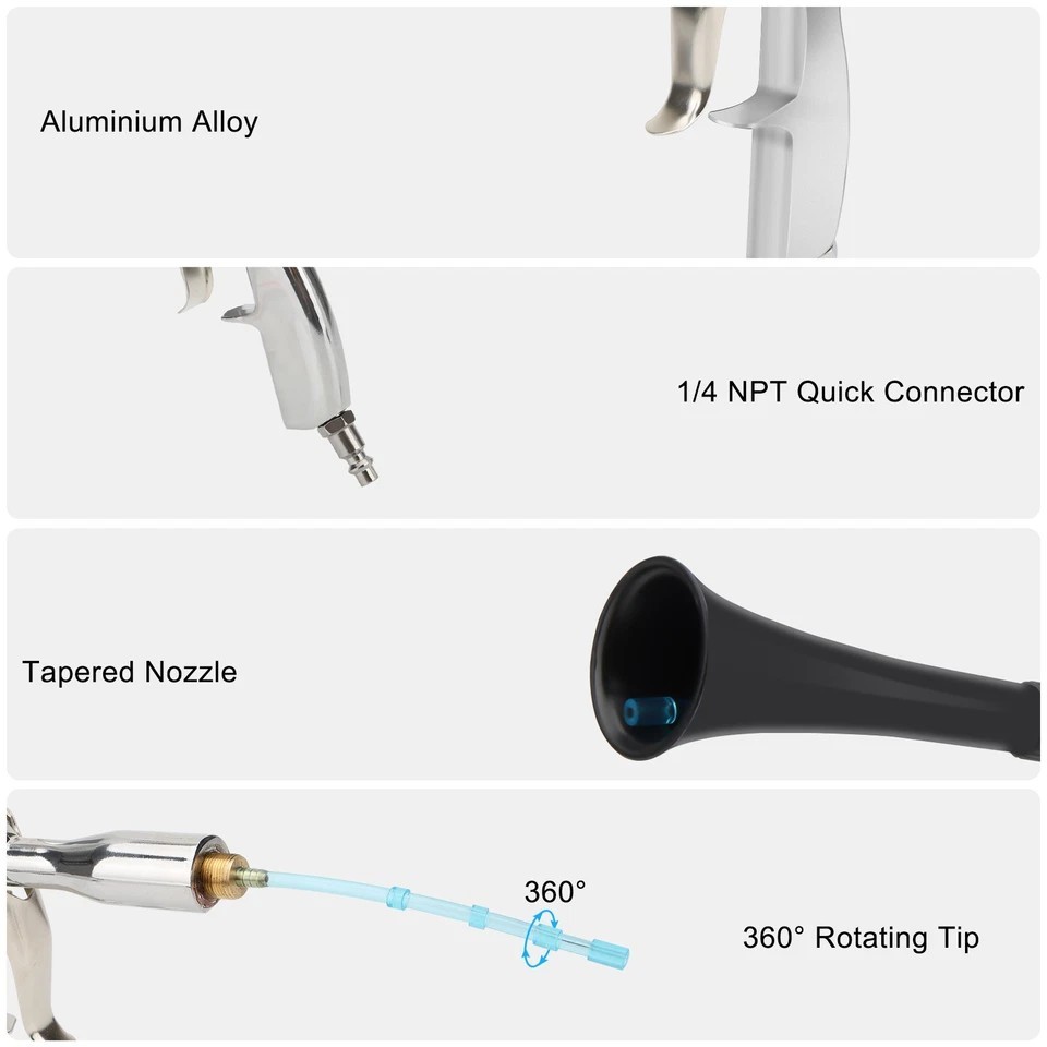 3-in-1 Car Cleaning Gun Air Blower for Carpet High Pressure with Trumpet Nozzle