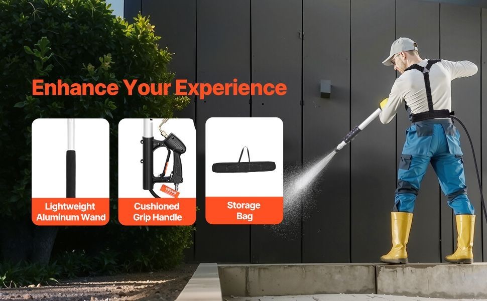 18FT Pressure Washer Telescoping Extension Wand 4000psi Spray w/Gutter Cleaner