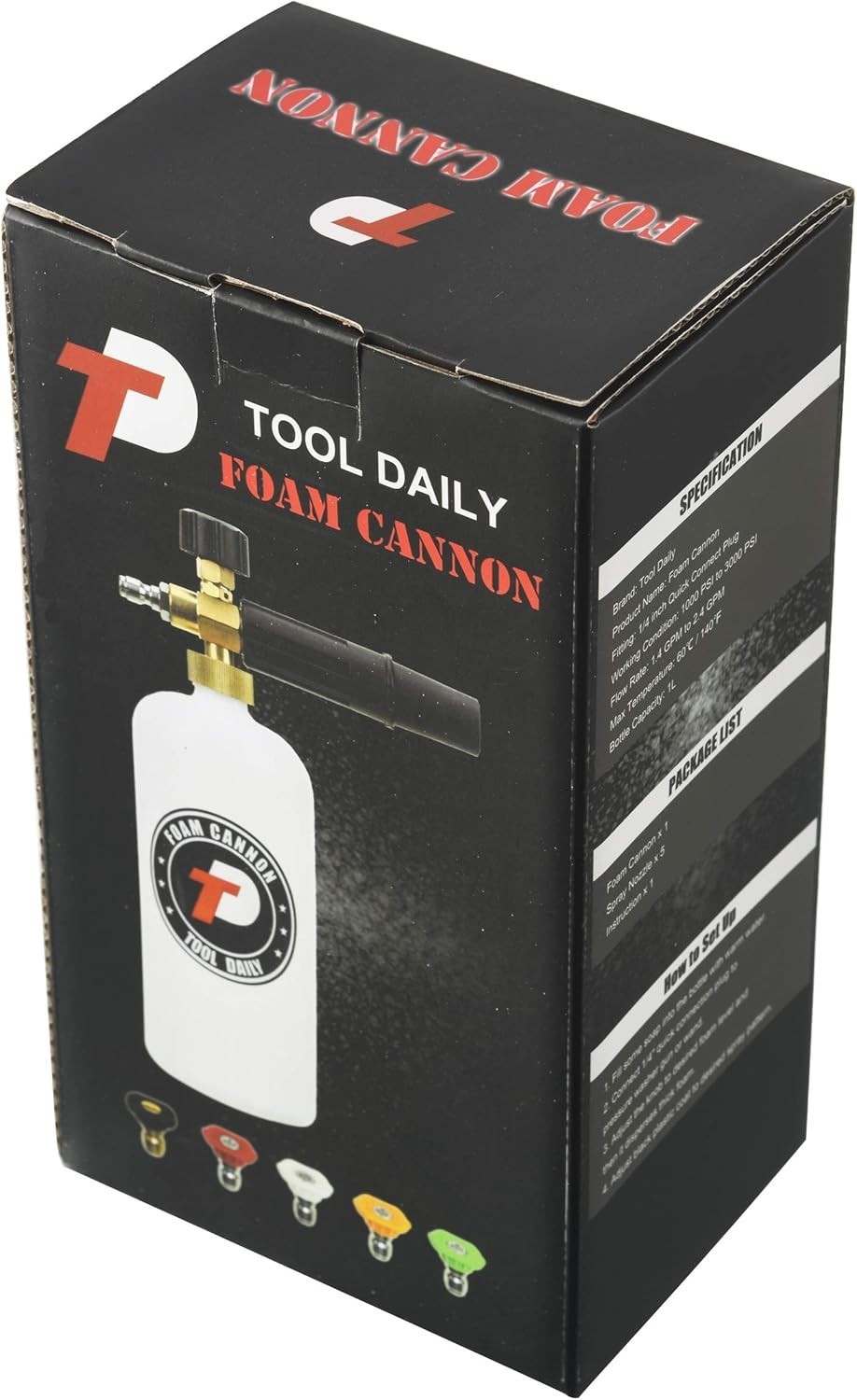 Tool Daily B07HC898GM 1L Foam Cannon with 5 Pressure Nozzle Tips