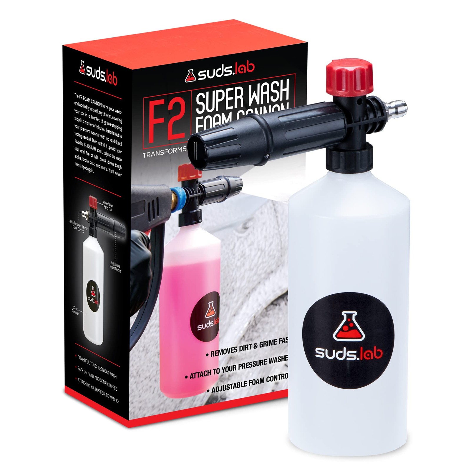 Suds Lab F2 Super Wash Foam Cannon, Adjustable Foam Nozzle, Quick Connect to …