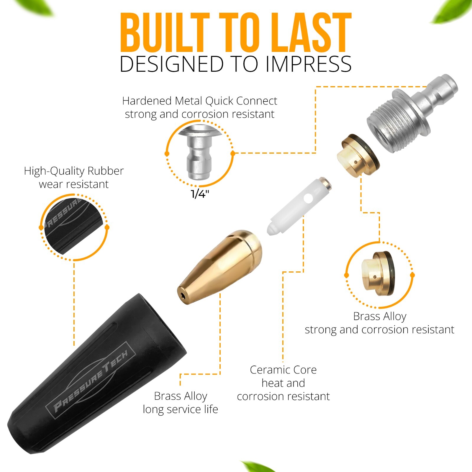 PressureTech – NEW Turbo Nozzle, 3400PSI – Brass, Ceramic, Steel – FREE SHIPPING