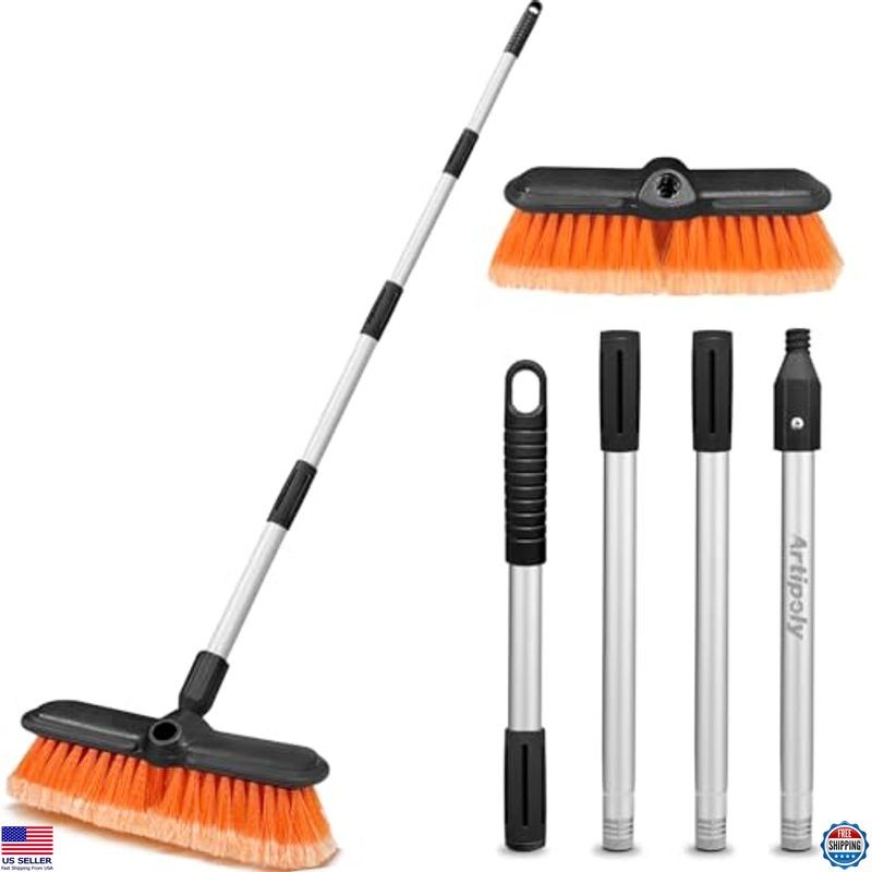 65″ Car Wash Brush with Extension Pole, Soft No Scratch Cleaning Tool for