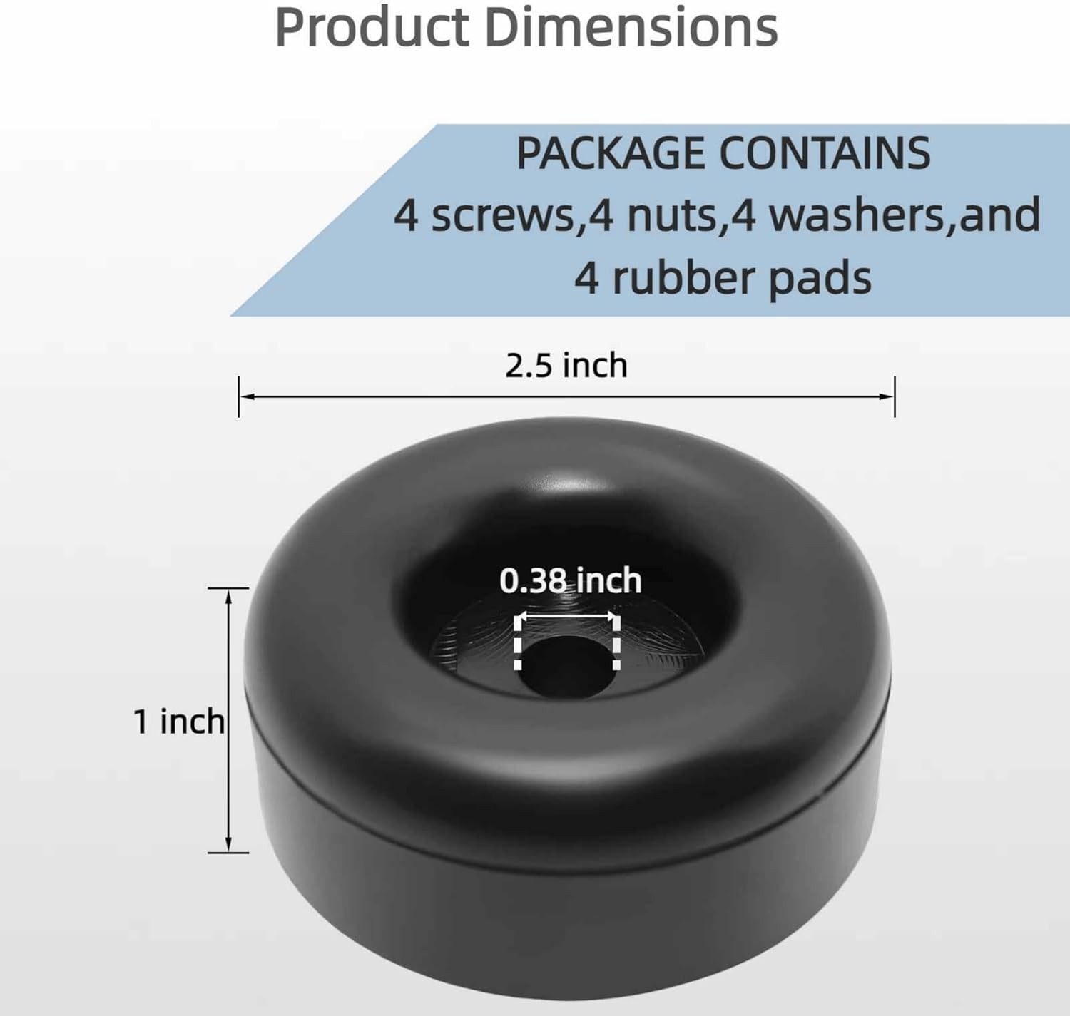 4 Pack Extreme Heavy Duty Rubber Foot Pads, 2.5 Inches Vibration Dampeners, Univ
