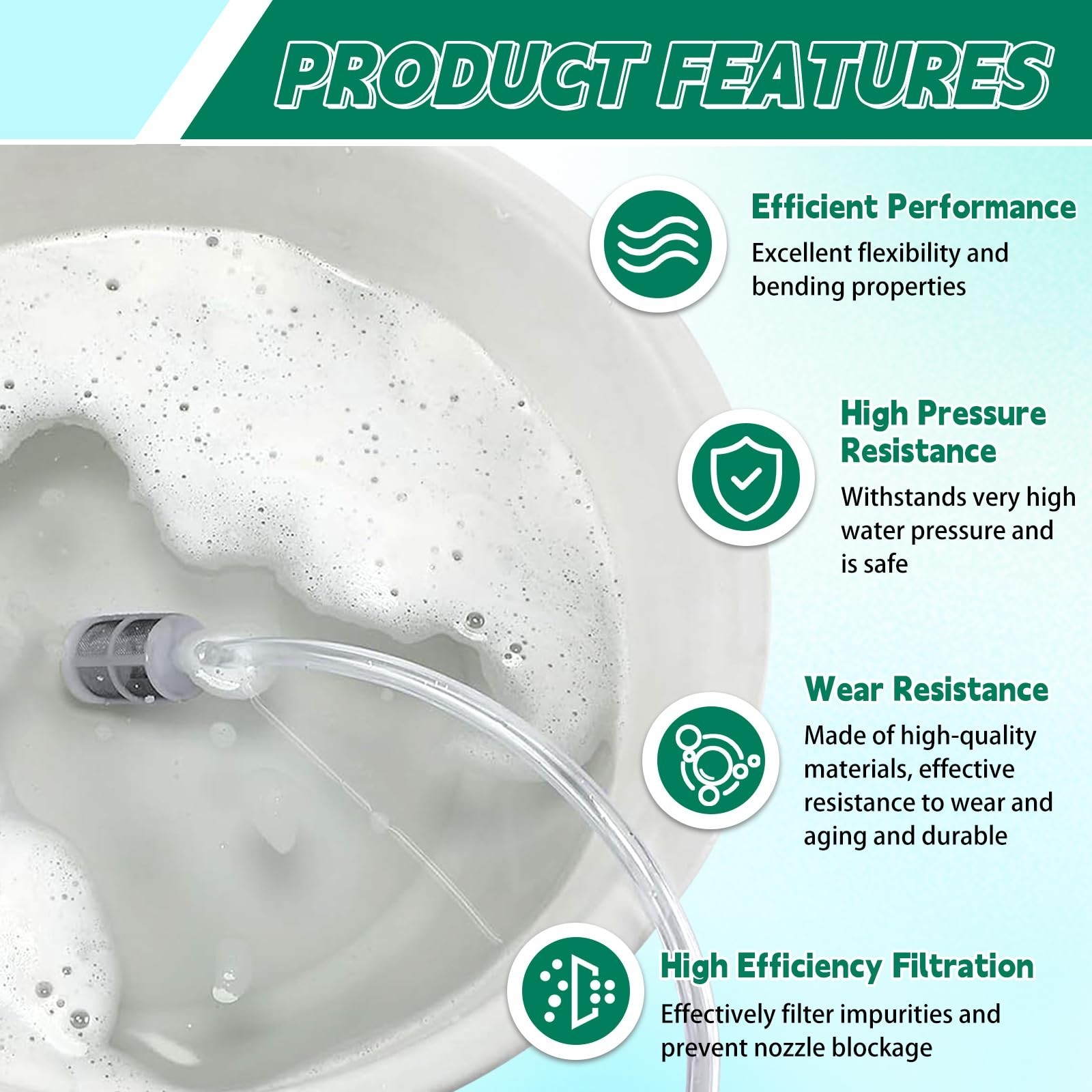 Pressure Washer Siphon Hose – 2 Pack, Soap Chemical Injector Tubing with Filter