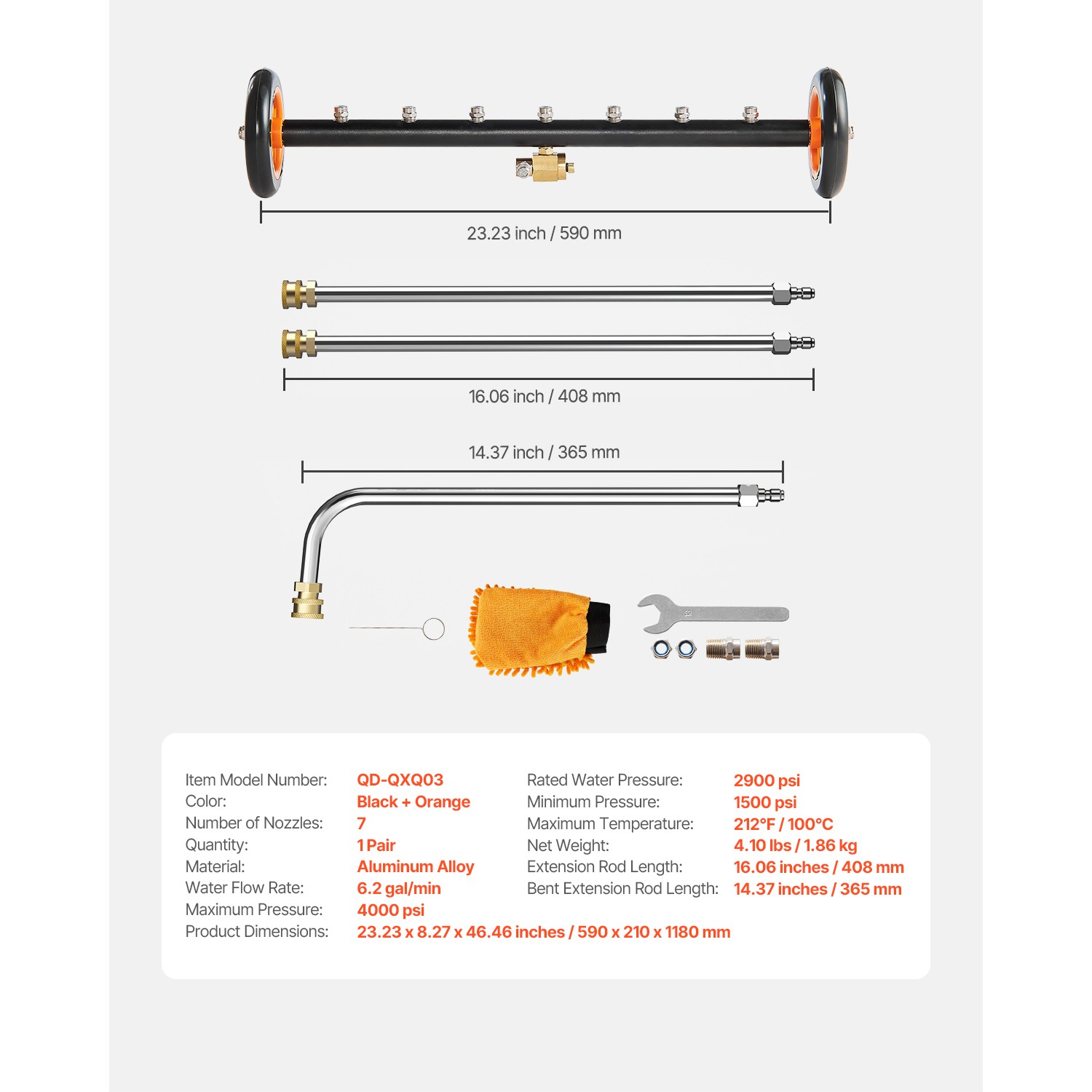 Uimoso 24-Inch Undercarriage Cleaner for Pressure Washers with Wheels