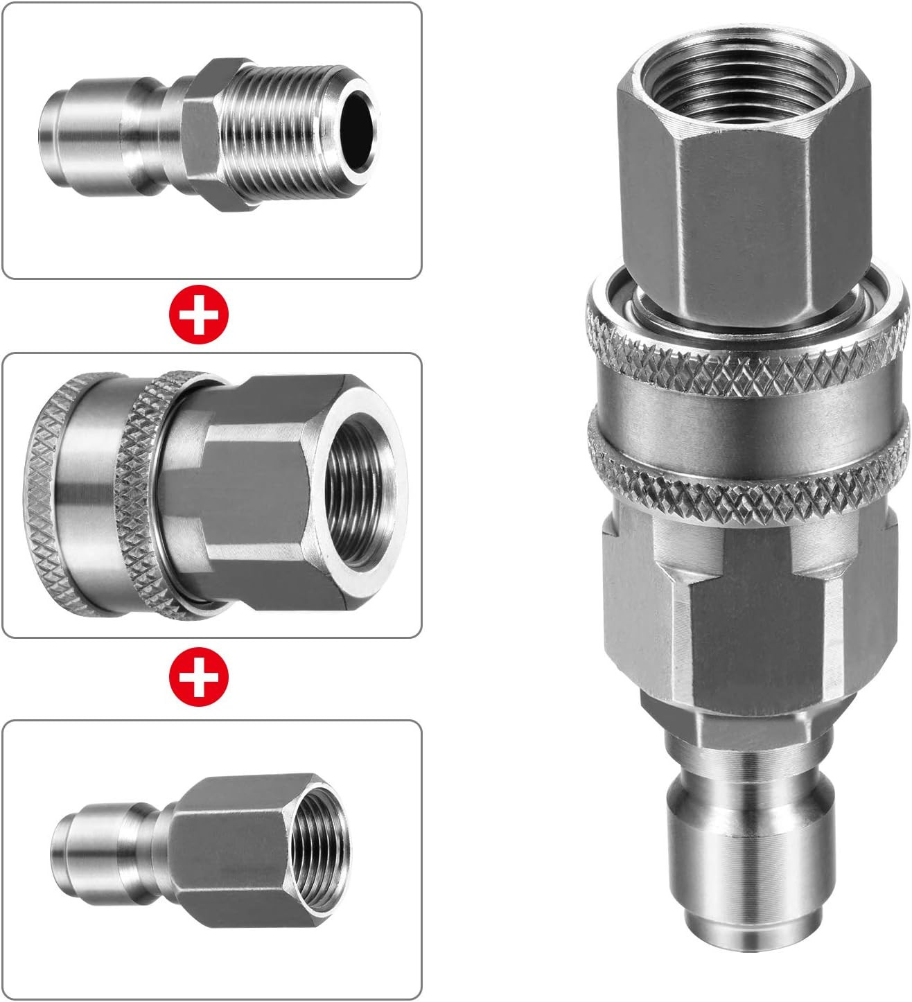 Hotop 4 Pcs 3/8 Inch Npt Pressure Washer Adapter Set, Including 1 Female Coupler