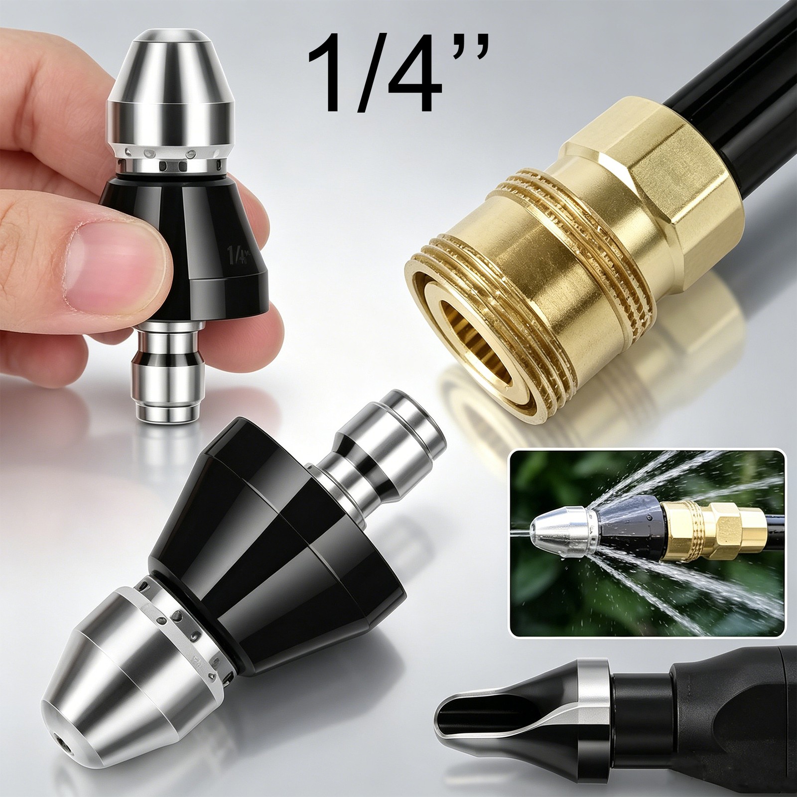 1pc 1/4 High-Pressure Drain Nozzle Sewer Pipe Cleaner Pressure Washer Tools USA