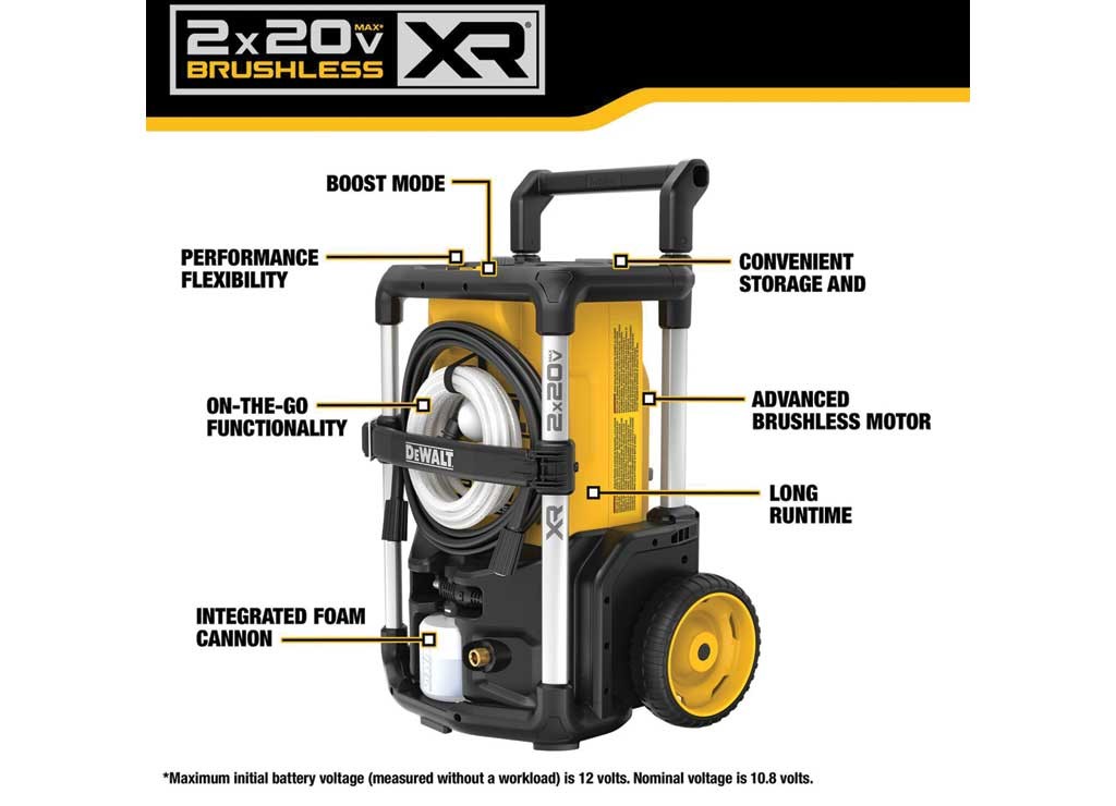 DeWalt DCPW1600Y2 Brushless Pressure Washer Kit w/Flexvolt, 20V Max 1600 Max Psi