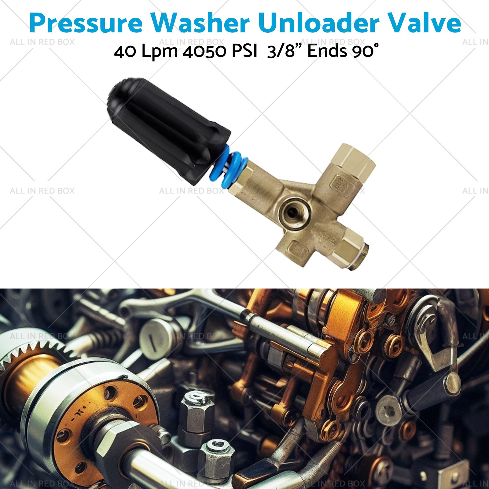 Pressure Washer Unloader Valve 40 Lpm 4050 PSI 90° 3/8″ Suitable for 4500 p