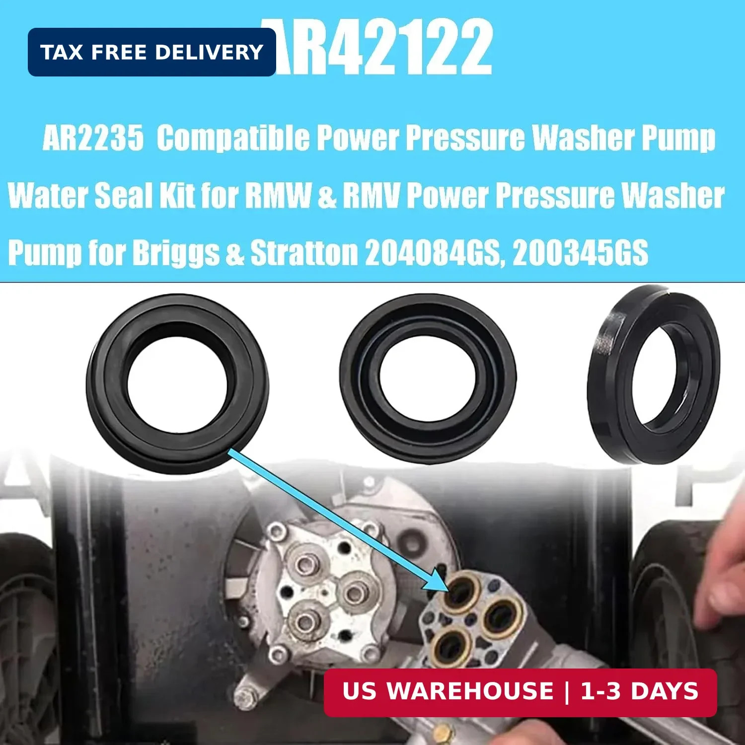 (10/Pack) 42122 AR42122 70-464 Pressure Washer Pump Water Seal Kit for AR RMW2.2