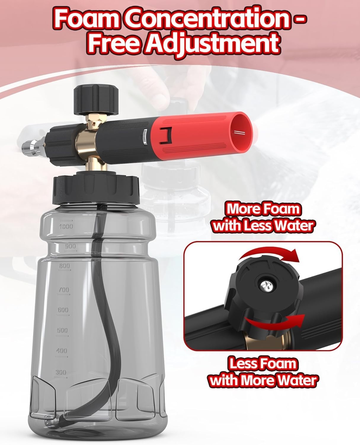 Pressure Washer Foam Cannon 1/4″ Quick Connector Adjustable Soap Car Wash