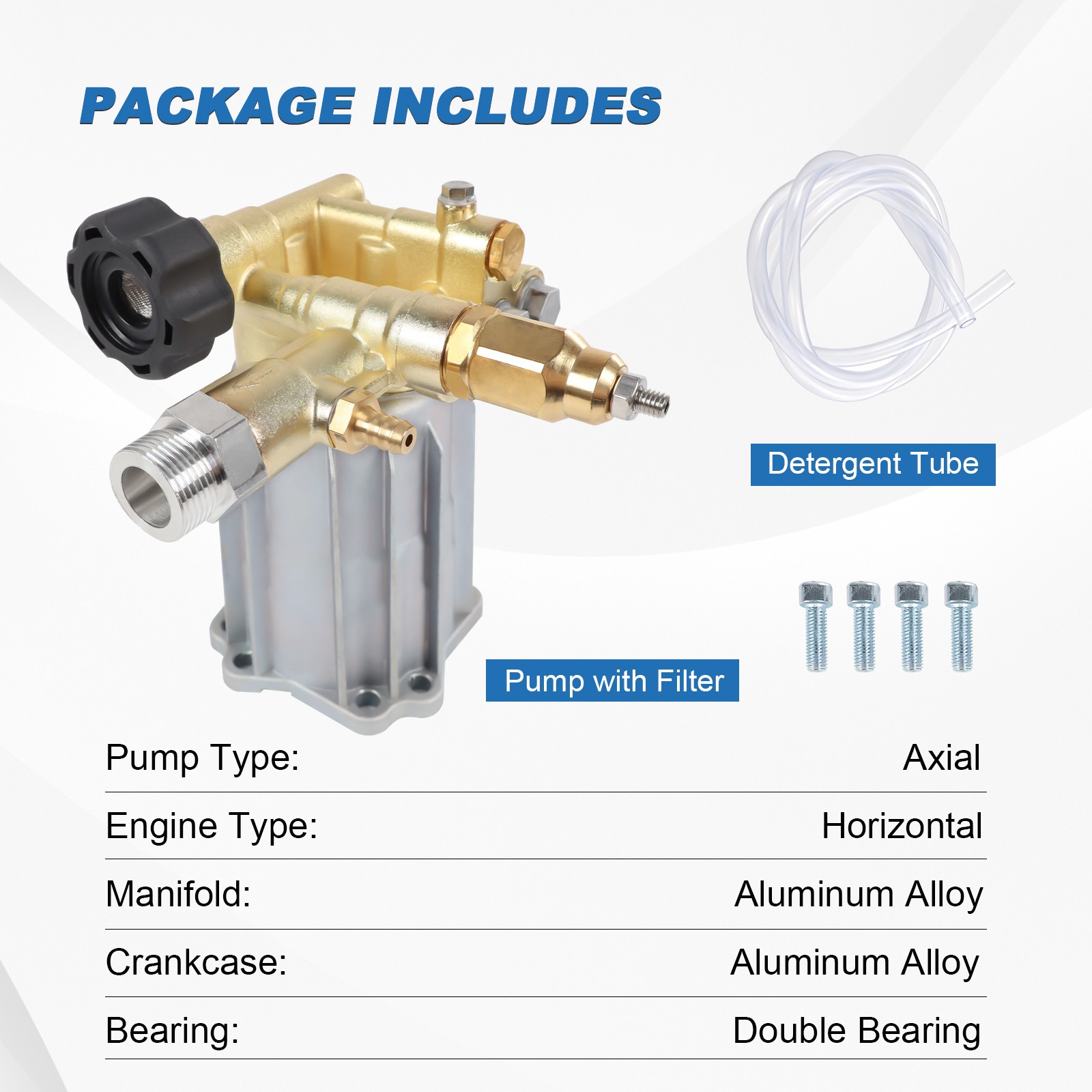 RMV2.5G30 PRESSURE WASHER PUMP For AXIAL 2.5GPM 3000 PSI 3400 RPM 3/4″ SHAFT