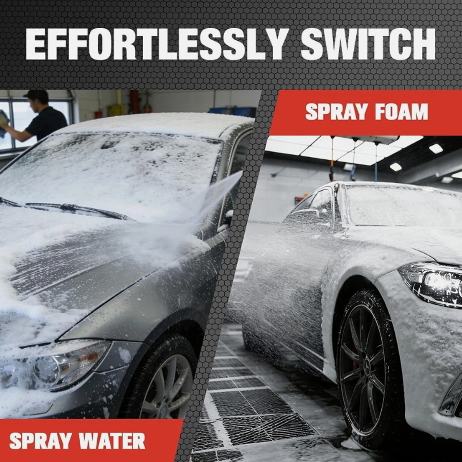 1L Snow Foam Lance Cannon Soap Bottle Dual-Connector Double Tip Attachment USA