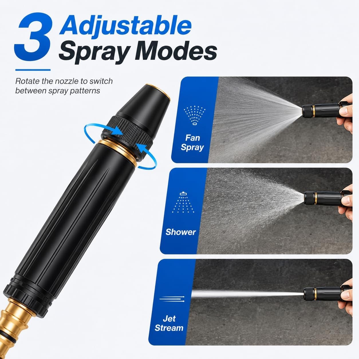 Adjustable High Pressure Hose Nozzle Water Spray Gun Car Wash Garden Jet Sprayer