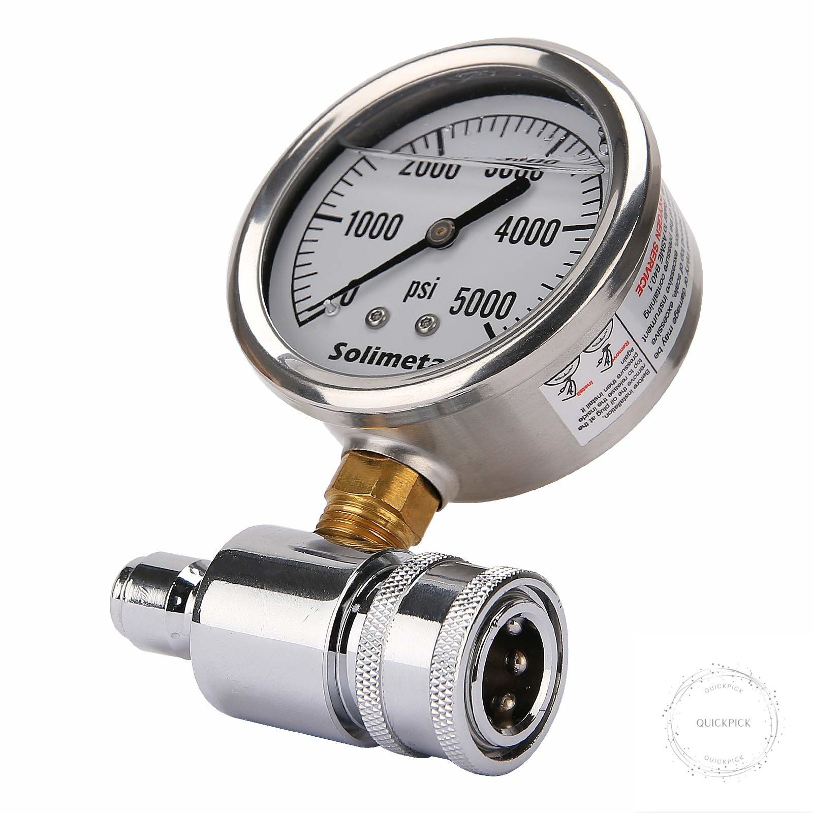 2-1/2″ Pressure Washer Pressure Gauge Kit, 3/8 Inch Quick Connect, 5000 psi Pres