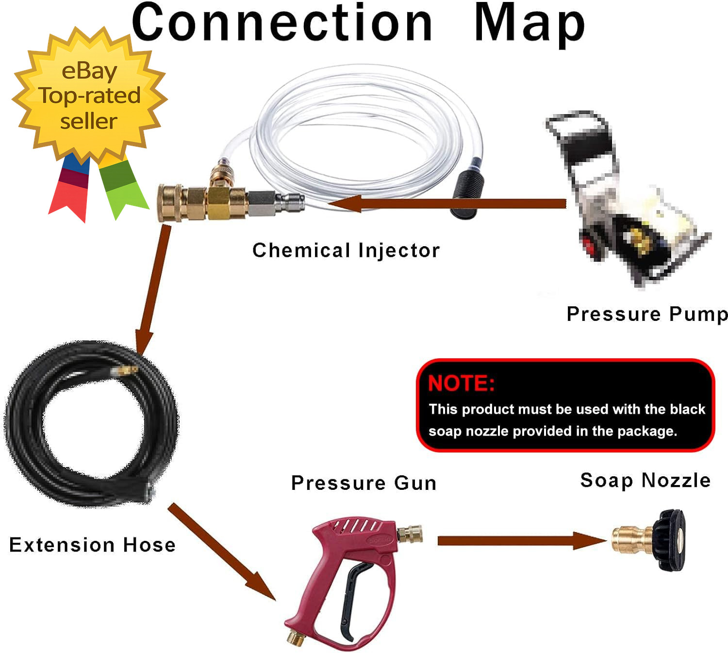 Downstream Injector for Pressure Washer Power Washer Chemical Injector Kit Soap