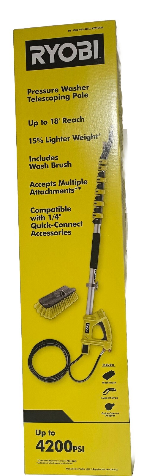 Ryobi RY31EP26 18 ft Pressure Washer Telescoping Extension Pole