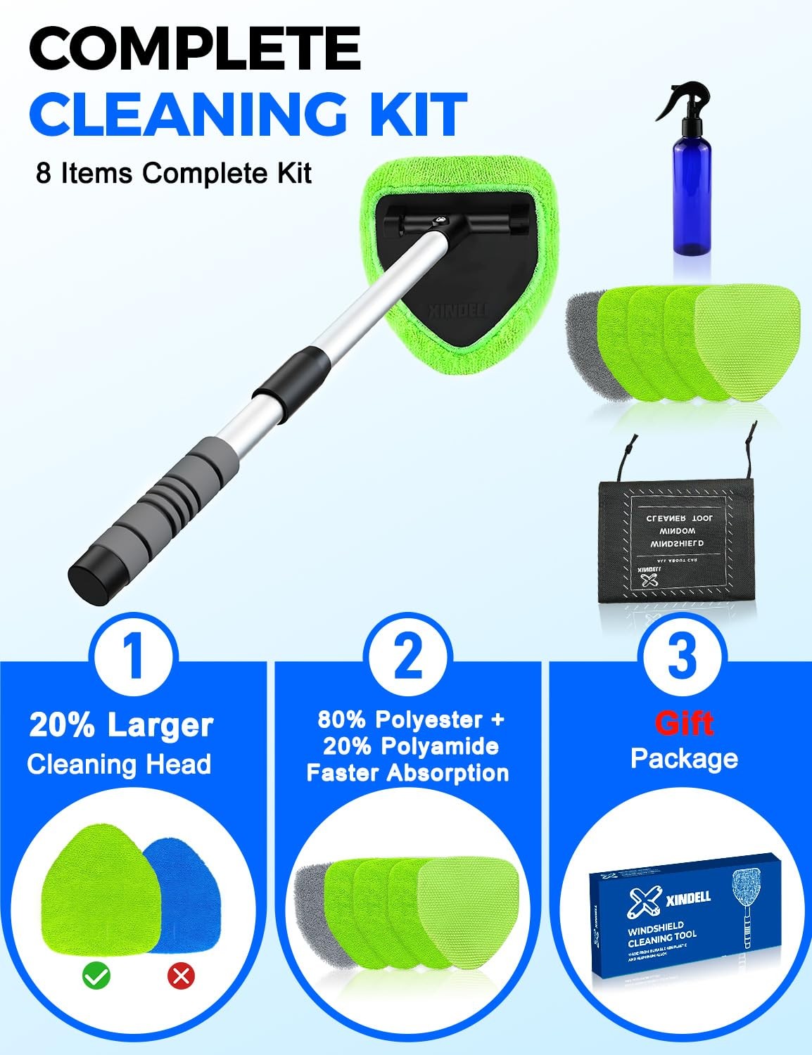 XINDELL 24-inch Windshield Cleaner Tool – Upgrade Large Head Car Interior&Ext…