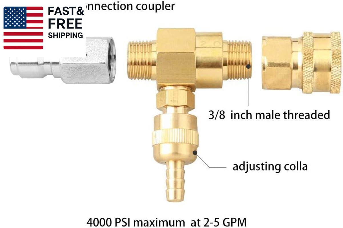 Chemical Injector Kit for High Pressure Washer, 4000 PSI Adjustable Soap Dispens