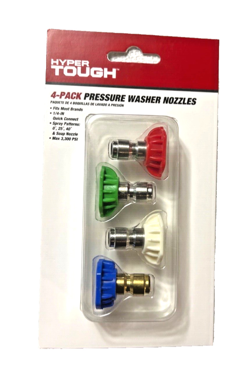 HYPER TOUGH 4-PACK PRESSURE WASHER NOZZLES, QUICK CONNECT, NEW, ALQN01