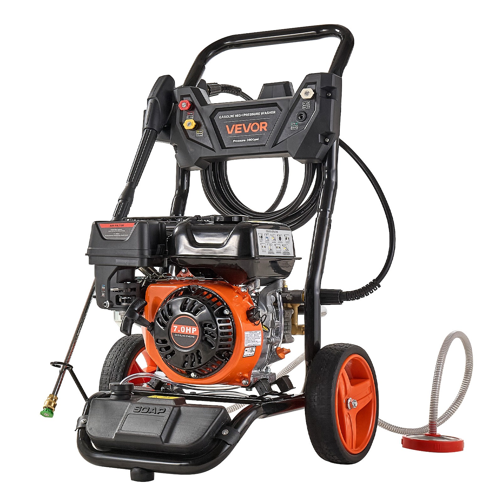 VEVOR Gas Pressure Washer 3600 PSI 2.6 GPM Copper Pump 5 Nozzles for Cars
