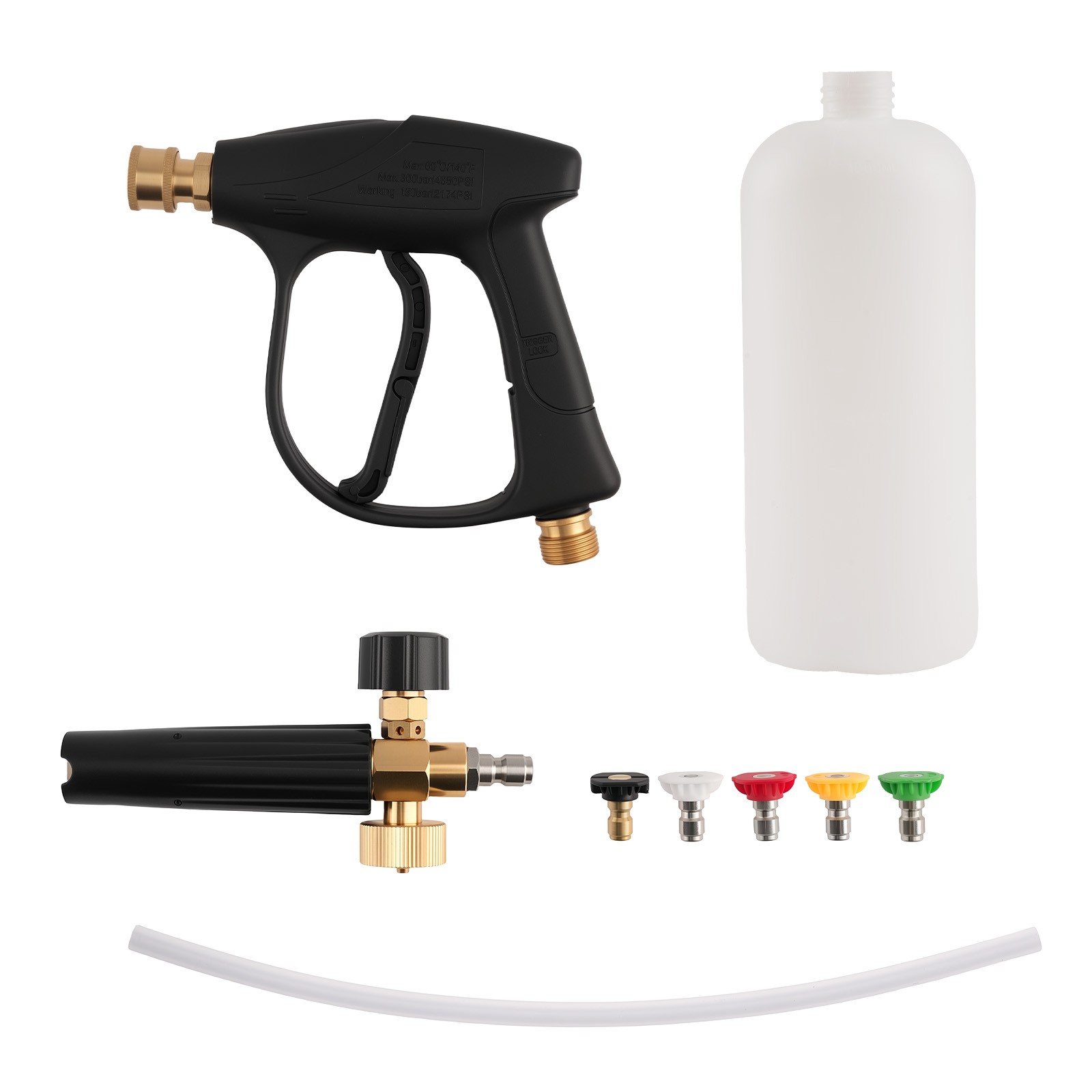 Snow Foam Car Wash Lance 1/4″ Pressure Washer Gun Kit with 5 Spray Tips