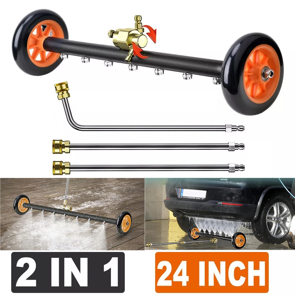 24″ 2 in 1 Pressure Washer Undercarriage Cleaner with 7 Nozzles 3 Extension Rods