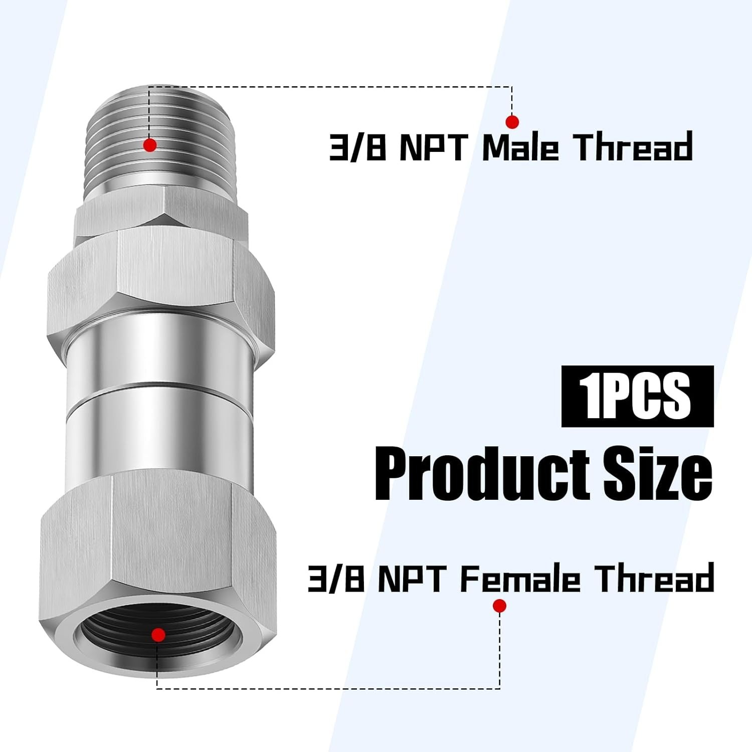 Pressure Washer Swivel, 3/8 Inch NPT Thread Pressure Washer Fittings, Stainle…